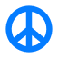 A blue peace symbol on a light gray background.