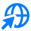A blue globe icon with a cursor arrow pointing toward it, symbolizing internet or web access.